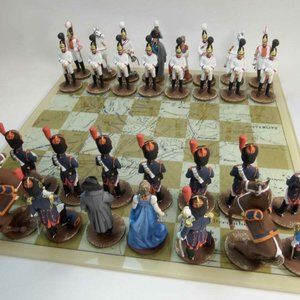 Chess, Austerlitz, French and Russian soldiers, Metal,54mm